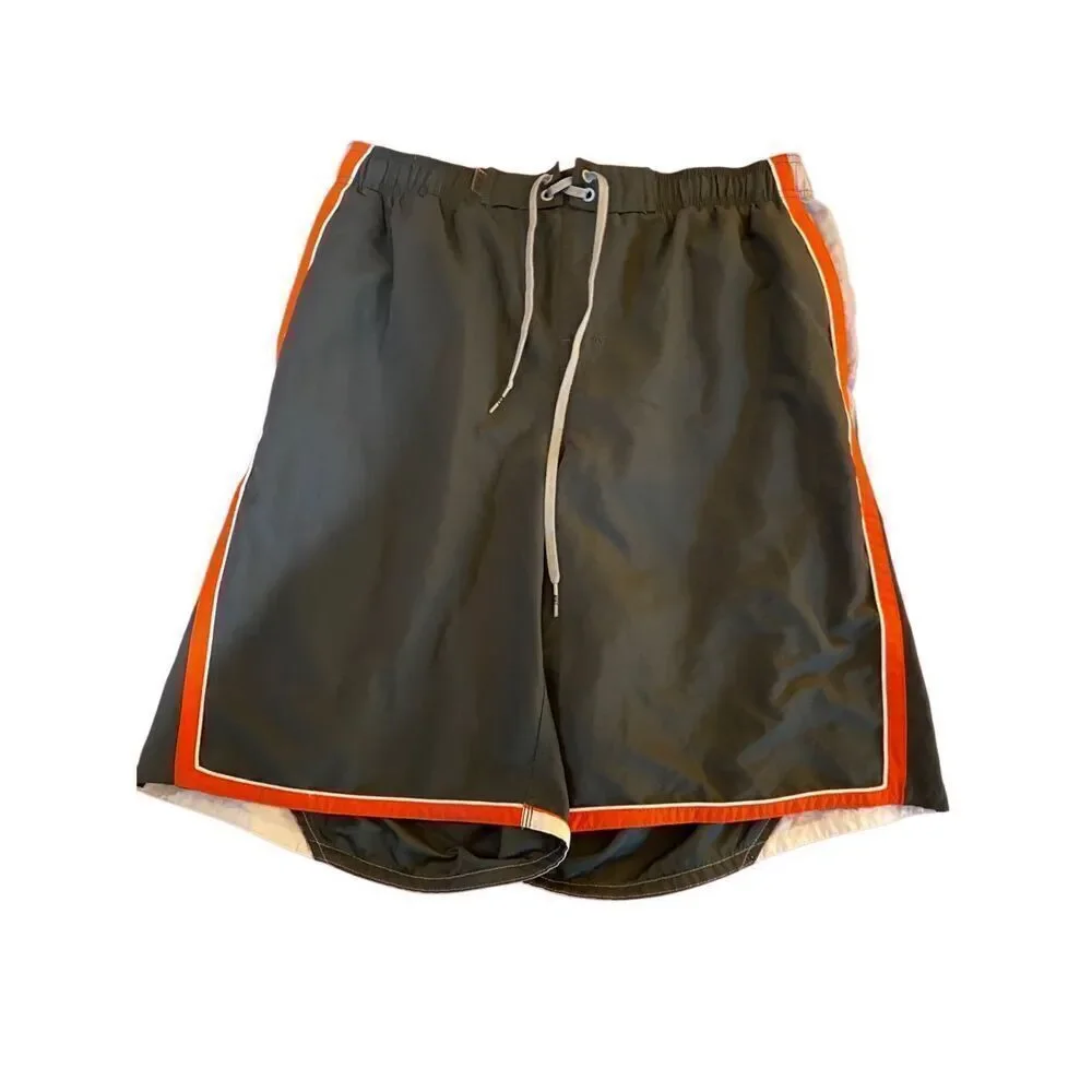 Nike, men’s swim trunks, shorts, gray and orange with pockets size extra large